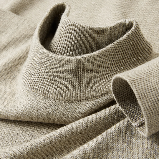 Herren-Wollpullover mit Stehkragen und Fleecefutter