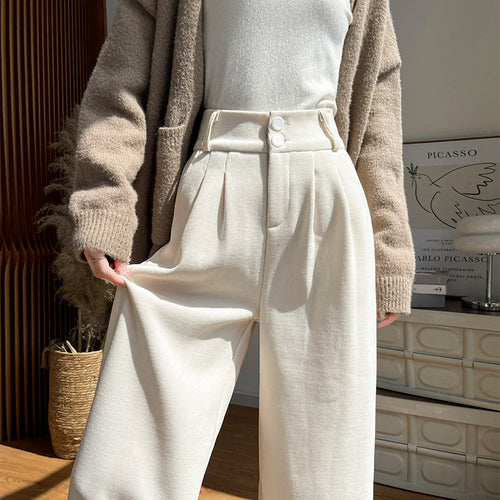 Damen-Cordhose, weit geschnitten, gerade Passform