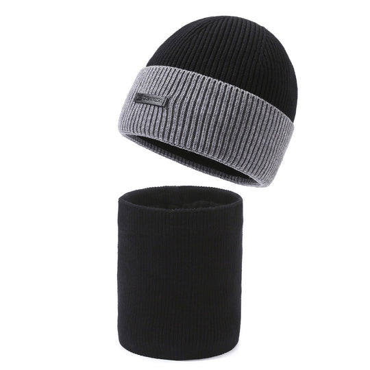 Winter-Strickmütze mit Nackenschutz, 2-teiliges Set