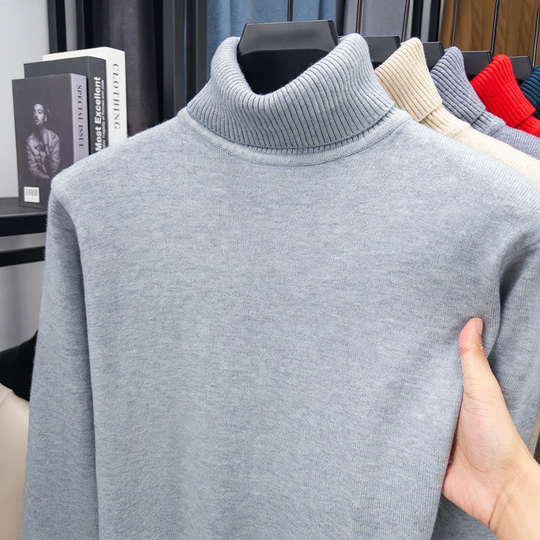 Herren-Rollkragenpullover aus reiner Wolle