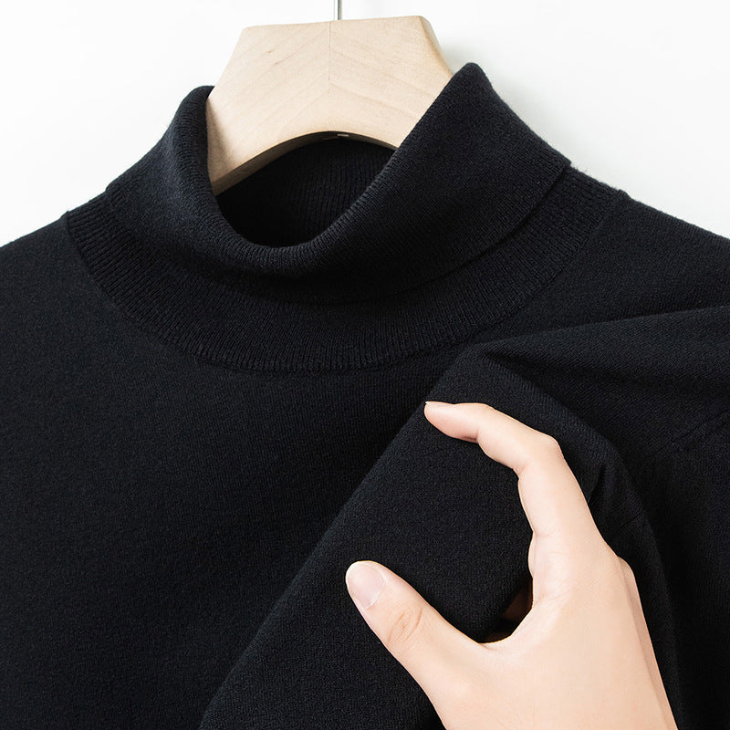 Herren-Wollpullover, feiner Strick, Stehkragen