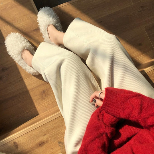 Cord-Hose mit hohem Bund, weit geschnitten, Damen