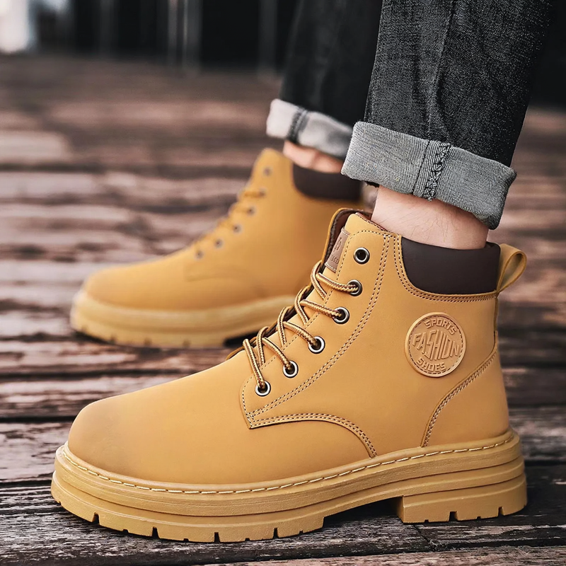 Atmungsaktive Herren-Martinsstiefel mit Plateau-Sohle