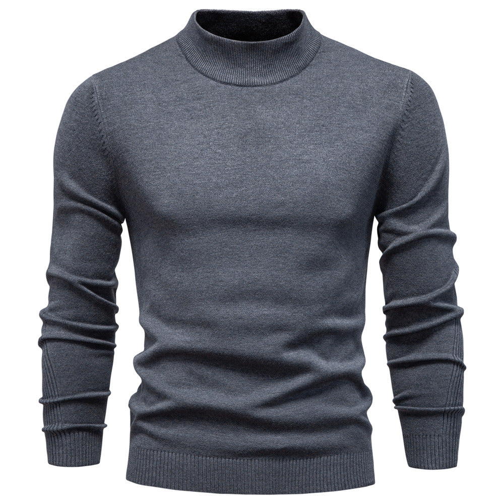 Herren-Rollkragenpullover, einfarbig, lässig