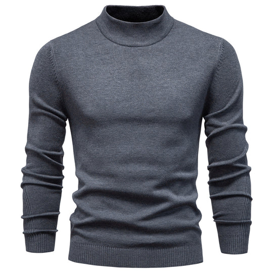 Herren-Rollkragenpullover, einfarbig, lässig