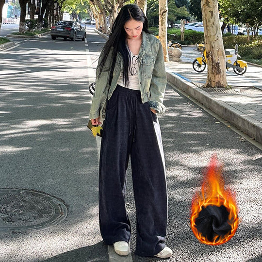 Damen-Cordhose mit Kordelzug und hohem Bund