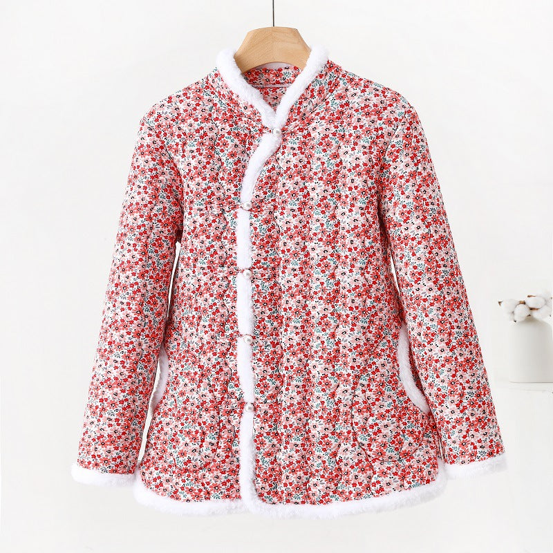 Gefütterte Damen-Steppjacke im chinesischen Stil mit Knebelknöpfen