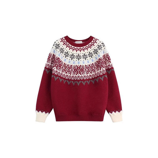 Damen-Strickpullover mit Fair-Isle-Muster und Schneeflocken