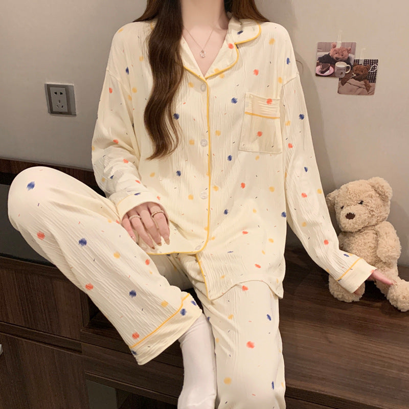 Damen-Pyjama-Set, langärmelig, mit Schleifen-Detail
