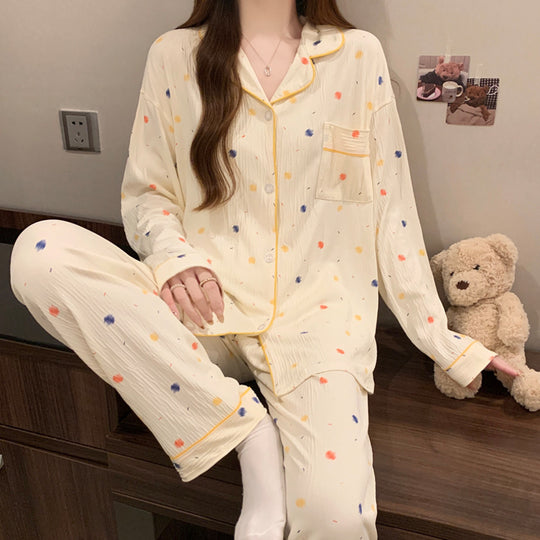 Damen-Pyjama-Set, langärmelig, mit Schleifen-Detail