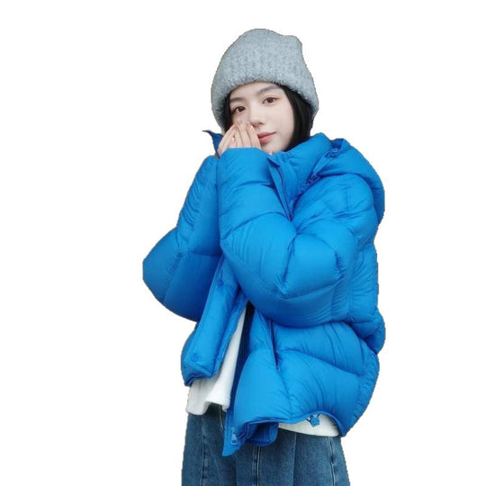 Kurze Daunenjacke mit Kapuze, 90% weiße Gänsedaunen