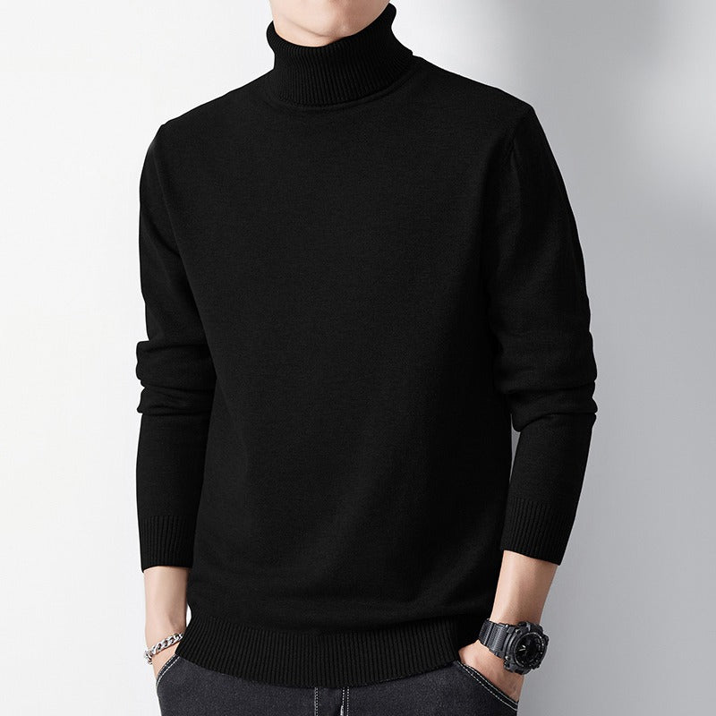 Herren-Strickpullover mit hohem Kragen, körperbetont