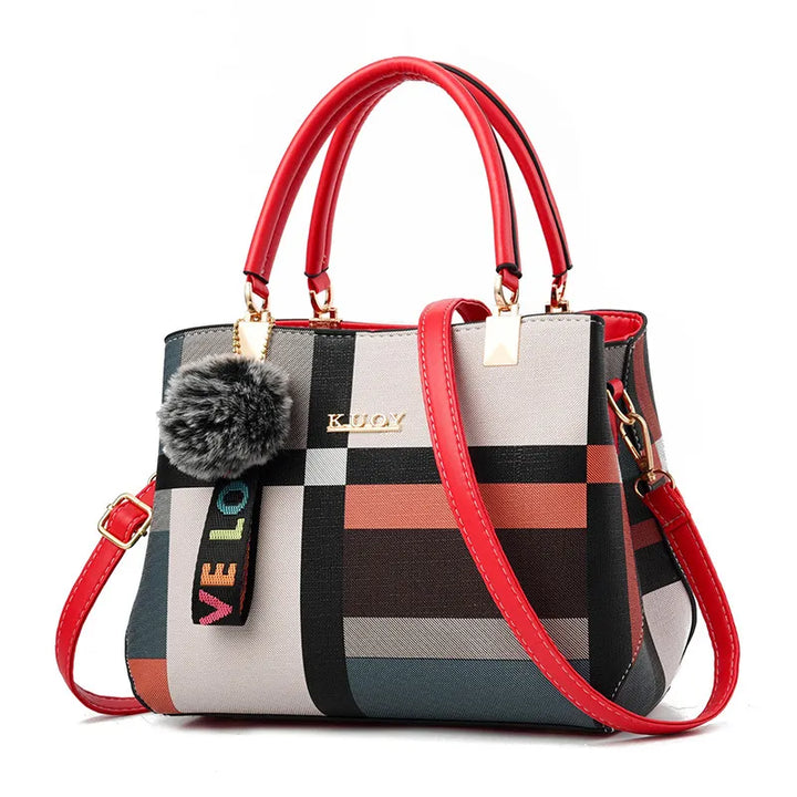 Nord Taschen | Karierte Schultertasche mit oberen Griffen
