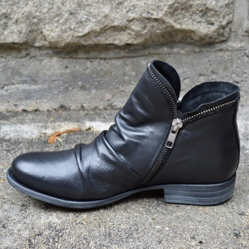 Lederstiefel mit Reißverschluss