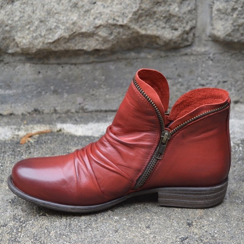 Lederstiefel mit Reißverschluss