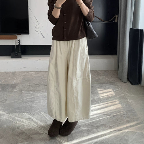 Damen-Kordhose, weit geschnitten, 7/8-Länge