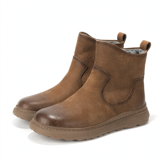Herren-Winterstiefel aus Leder mit Lammfell