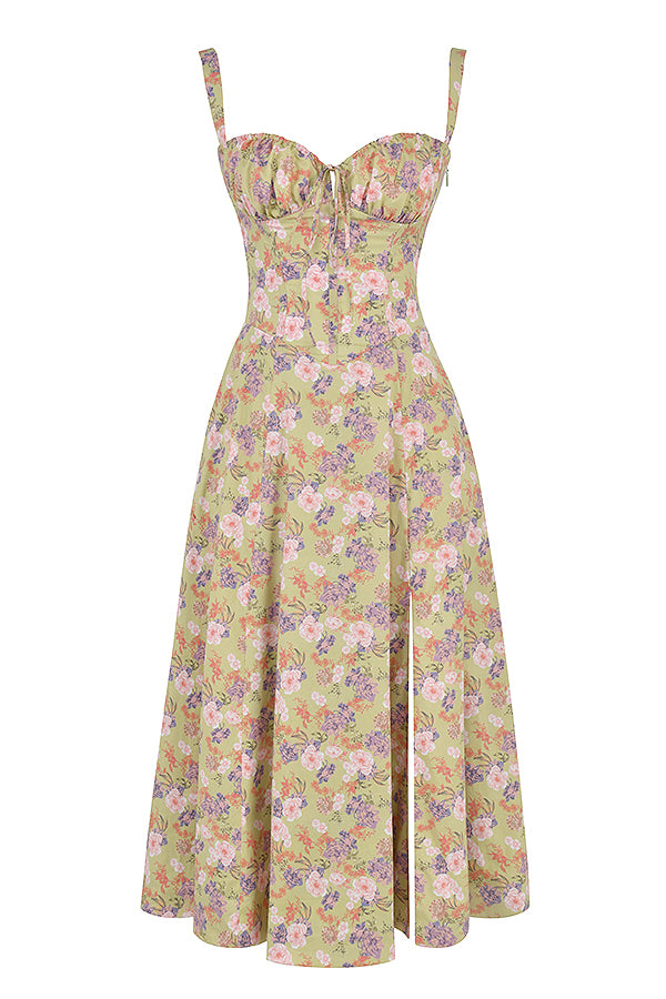 Langes Blumen Korsett Kleid