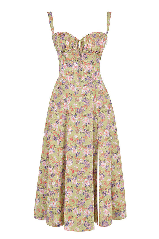 Langes Blumen Korsett Kleid