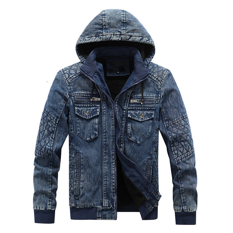 Herren Jeansjacke mit Kapuze und Teddyfutter im gewaschenen Vintage-Look Nord Taschen