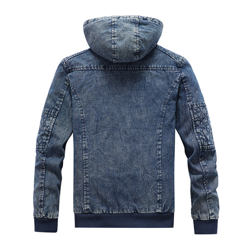 Herren Jeansjacke mit Kapuze und Teddyfutter im gewaschenen Vintage-Look Nord Taschen