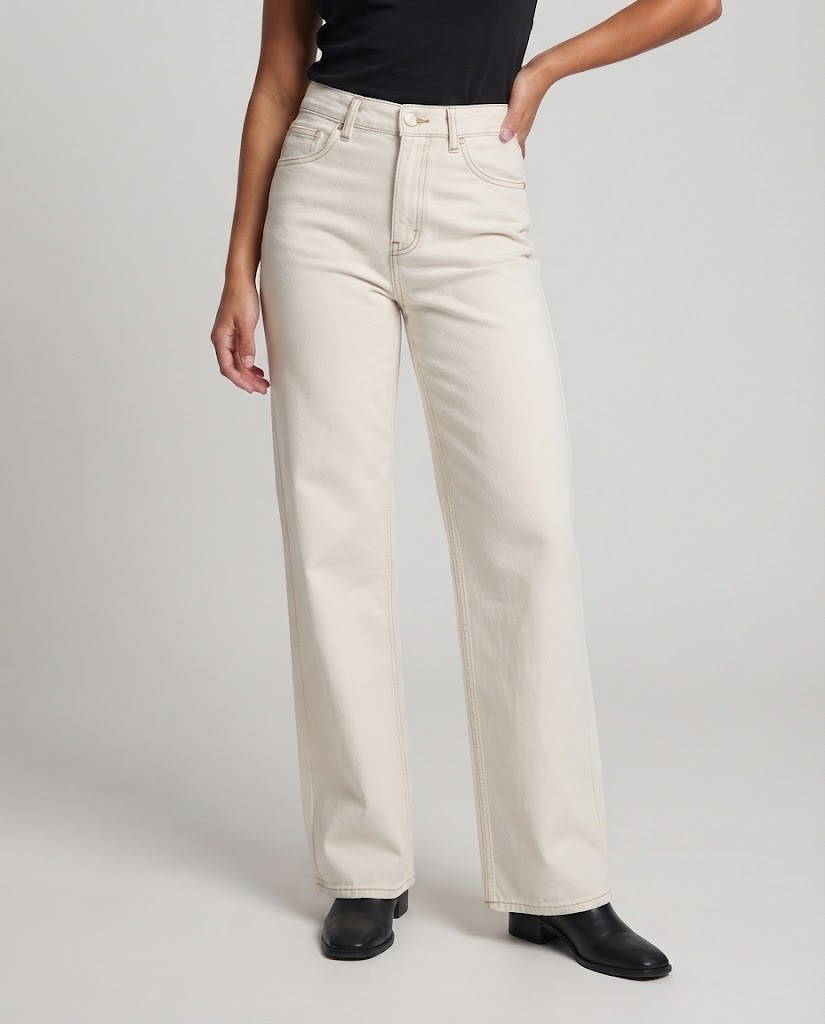 Damen taillenhohe Flared-Jeans aus schwerem Denim mit extra weitem Bein Nord Taschen