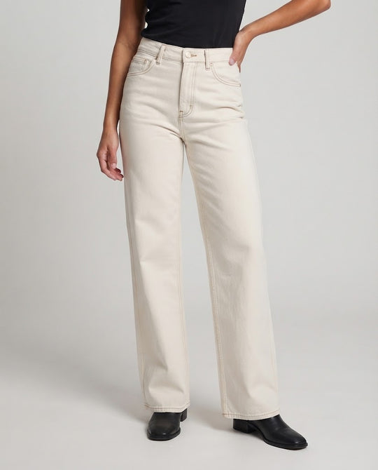 Damen taillenhohe Flared-Jeans aus schwerem Denim mit extra weitem Bein Nord Taschen