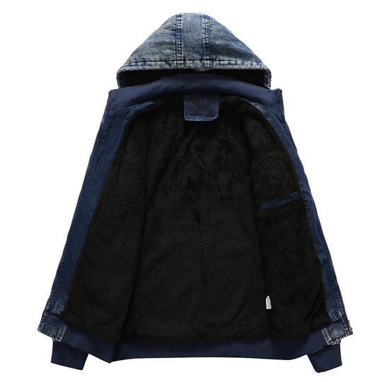 Herren Utility-Denim-Blouson mit Kapuze und Thermo-Teddyfutter Nord Taschen