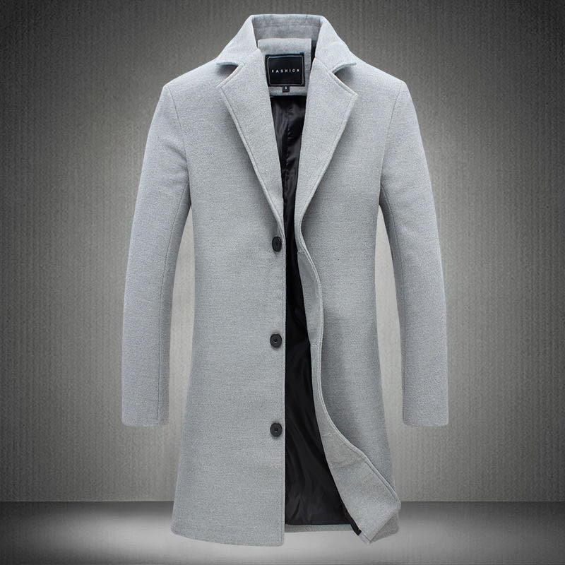 Herren schlanker Kurzmantel mit Stehkragen und eleganter Knopfleiste Nord Taschen