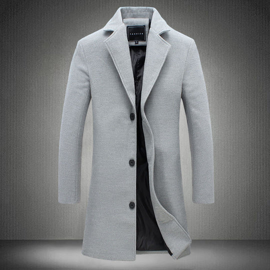 Herren schlanker Kurzmantel mit Stehkragen und eleganter Knopfleiste Nord Taschen