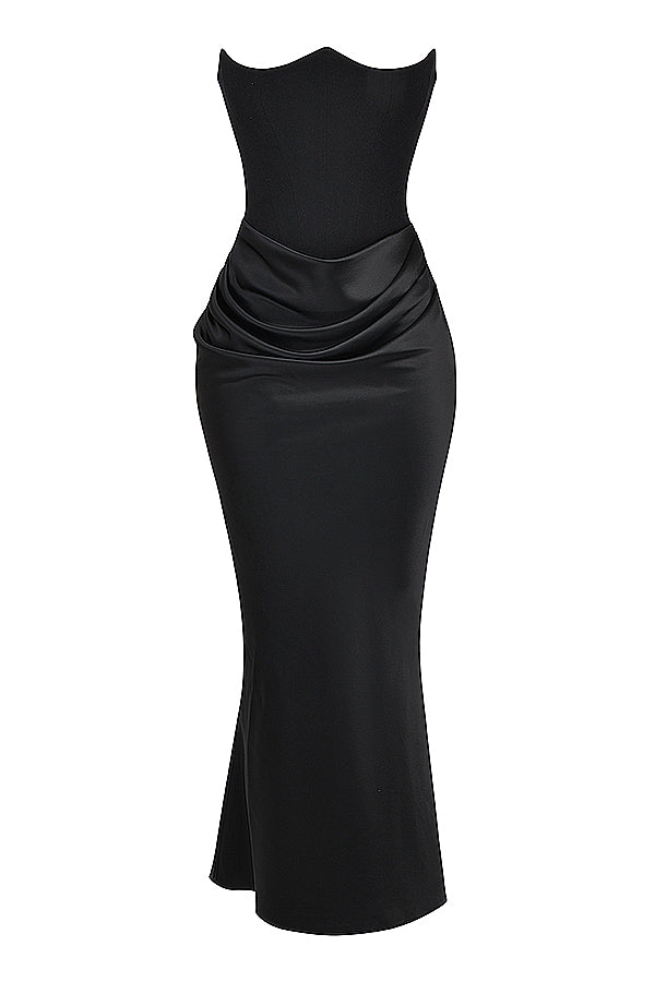 Trägerloses Korsett Maxi Kleid