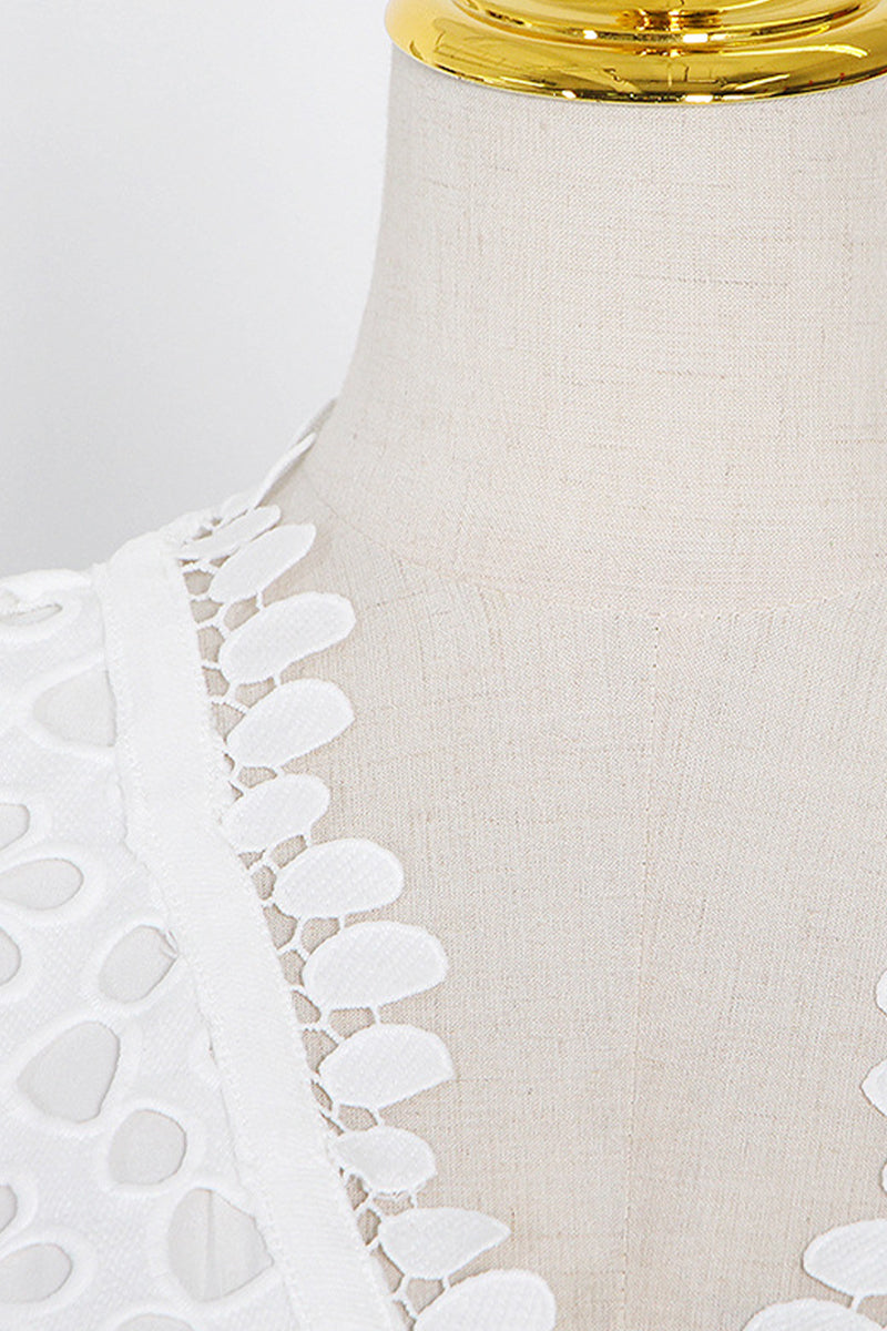 Elegante Einfarbige Ausgehöhlte V-Ausschnitt Taillierte Rock Kurzarm Kleid