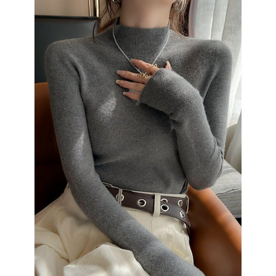 Damen-Strickpullover, Rundhals, langärmelig, figurbetont