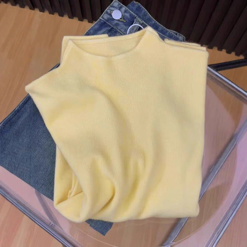 Damen-Strickpullover, Stehkragen, weich