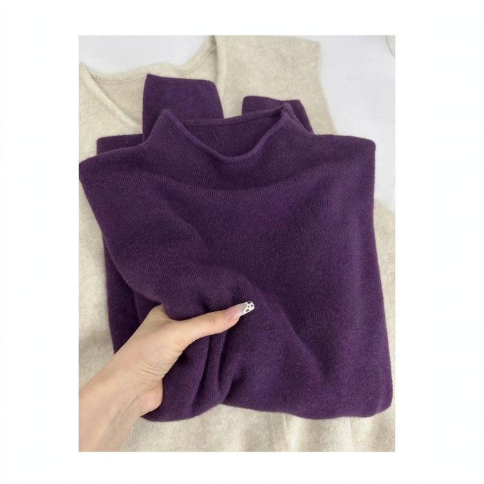 Damen-Strickpullover, Stehkragen, schlichtes Design