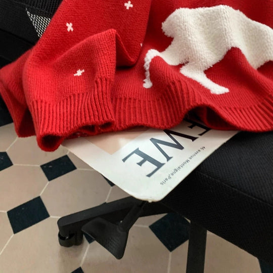 Weihnachtspullover für Damen, gestrickt, mit Rentier- und Schneeflocken