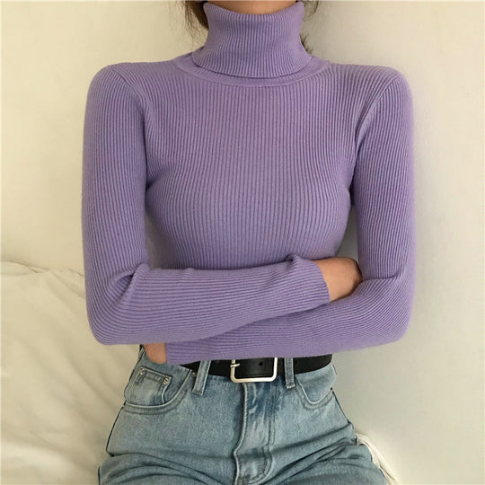 Klassischer Damen-Strickpullover mit Rollkragen