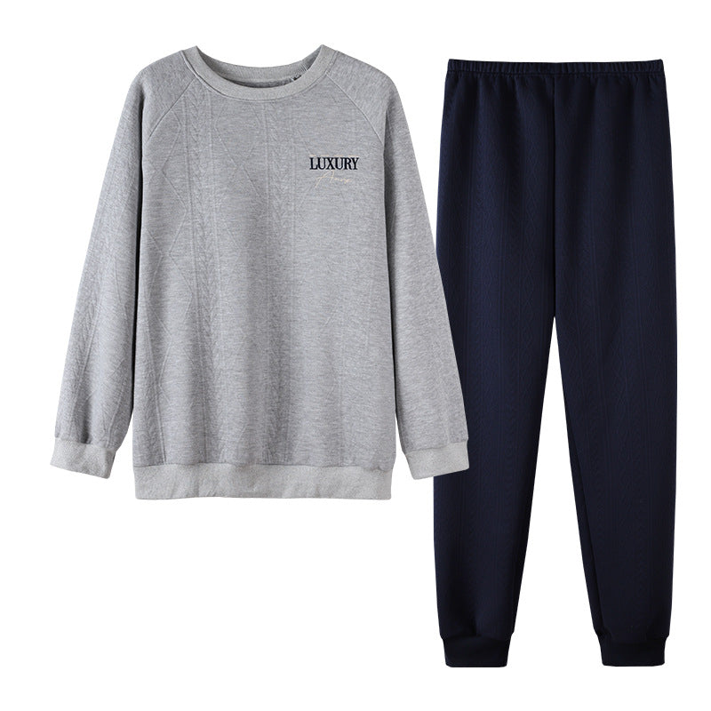 Gefüttertes Herren-Pyjama-Set, warm und bequem