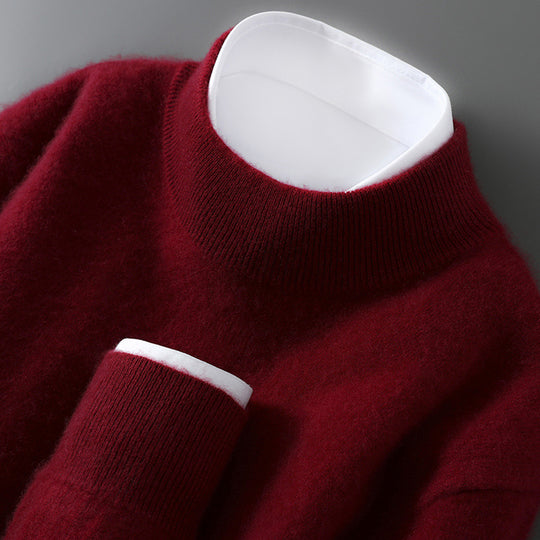 Herren-Wollpullover mit Stehkragen, 100% Wolle