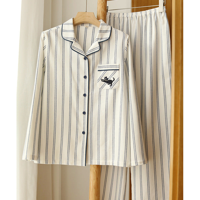 Partner-Pyjama aus Baumwoll-Flanell mit Stickerei