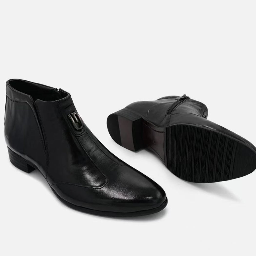 Herren-Chelsea-Stiefel aus Leder, spitz zulaufend, mit Reißverschluss