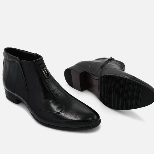 Herren-Chelsea-Stiefel aus Leder, spitz zulaufend, mit Reißverschluss
