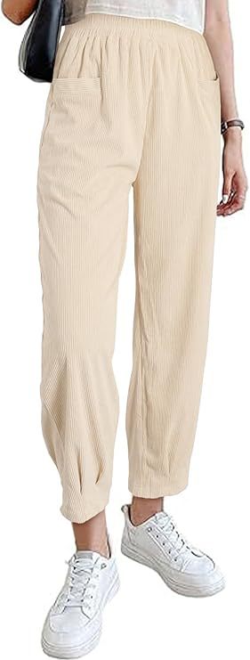 Damen-Kordhose, hoch geschnitten, konisch