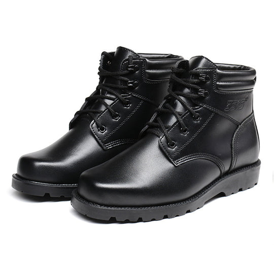 Herren-Winterstiefel aus echtem Leder mit Lammfellfutter