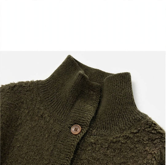 Damen-Strickjacke aus Wolle, hochgeschlossen