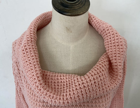 Damen Grobstrickpullover mit weitem Carmenausschnitt und Strukturmuster Drune
