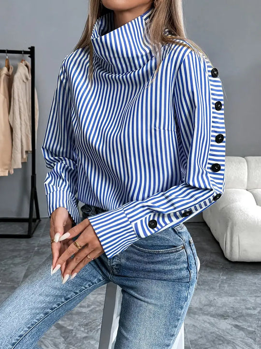 Stylische Gestreifte Bluse Aus Baumwolle