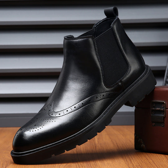 Klassische Herren-Chelsea-Boots mit Brogue-Details