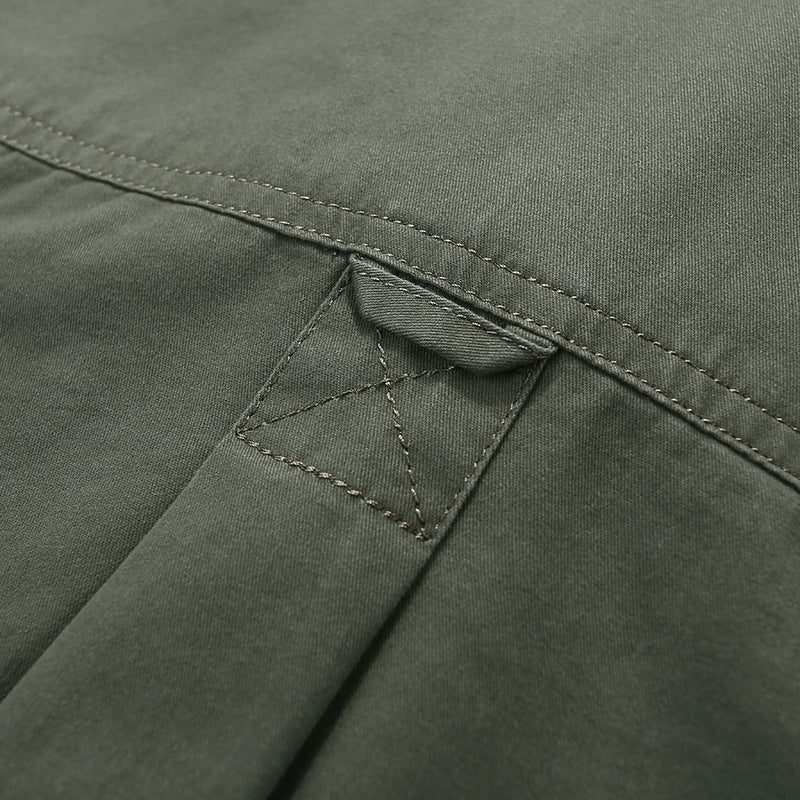 Herren Langarm-Canvas-Hemd im Utility‑Stil mit Brusttaschen und Stehkragen Nord Taschen