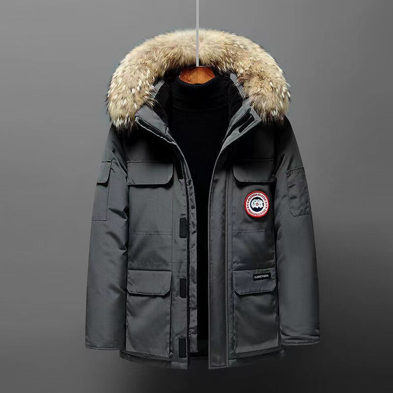 Herren-Daunenparka, mittellang, für Outdoor-Aktivitäten